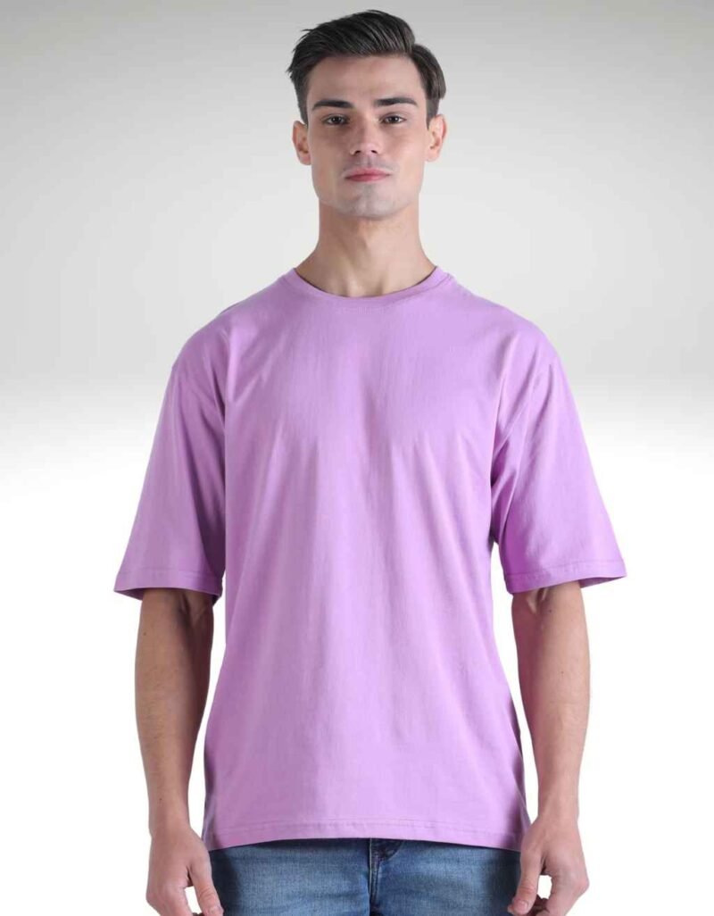 Round Neck Cotton Purple T-Shirt - Image 2