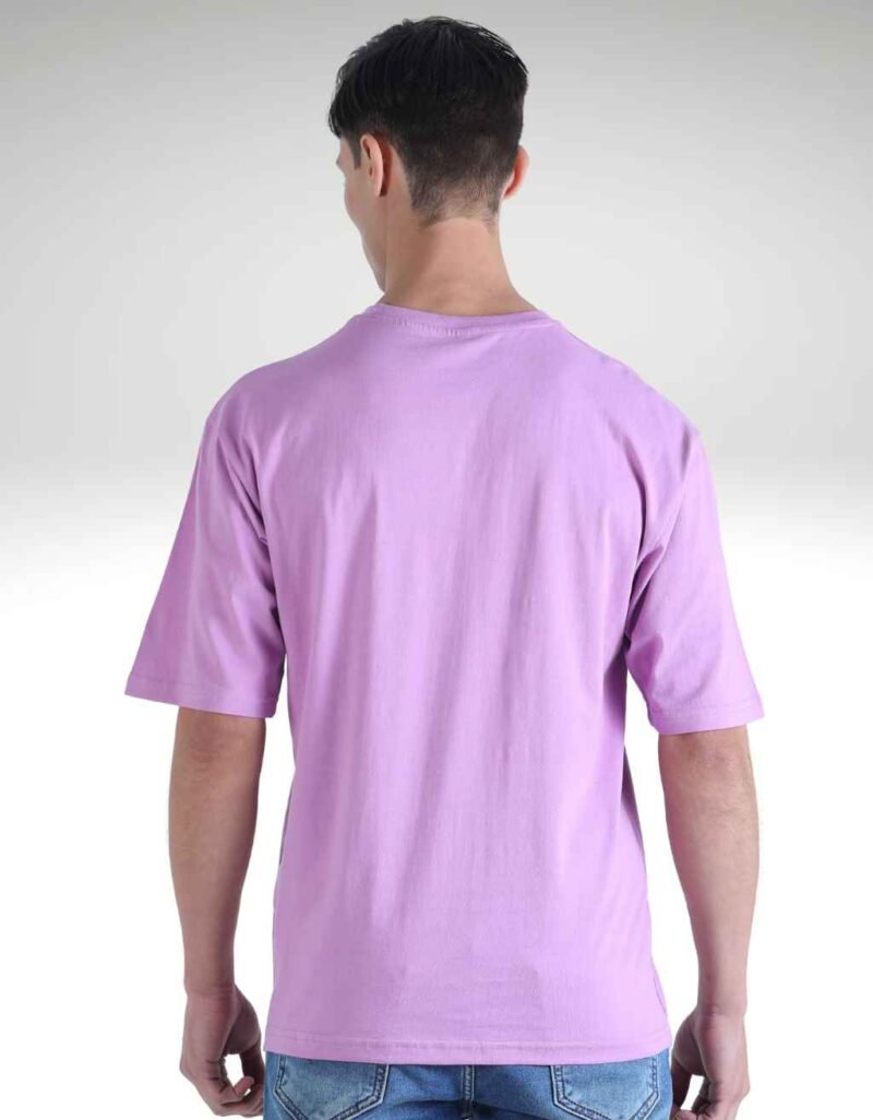 Round Neck Cotton Purple T-Shirt - Image 3